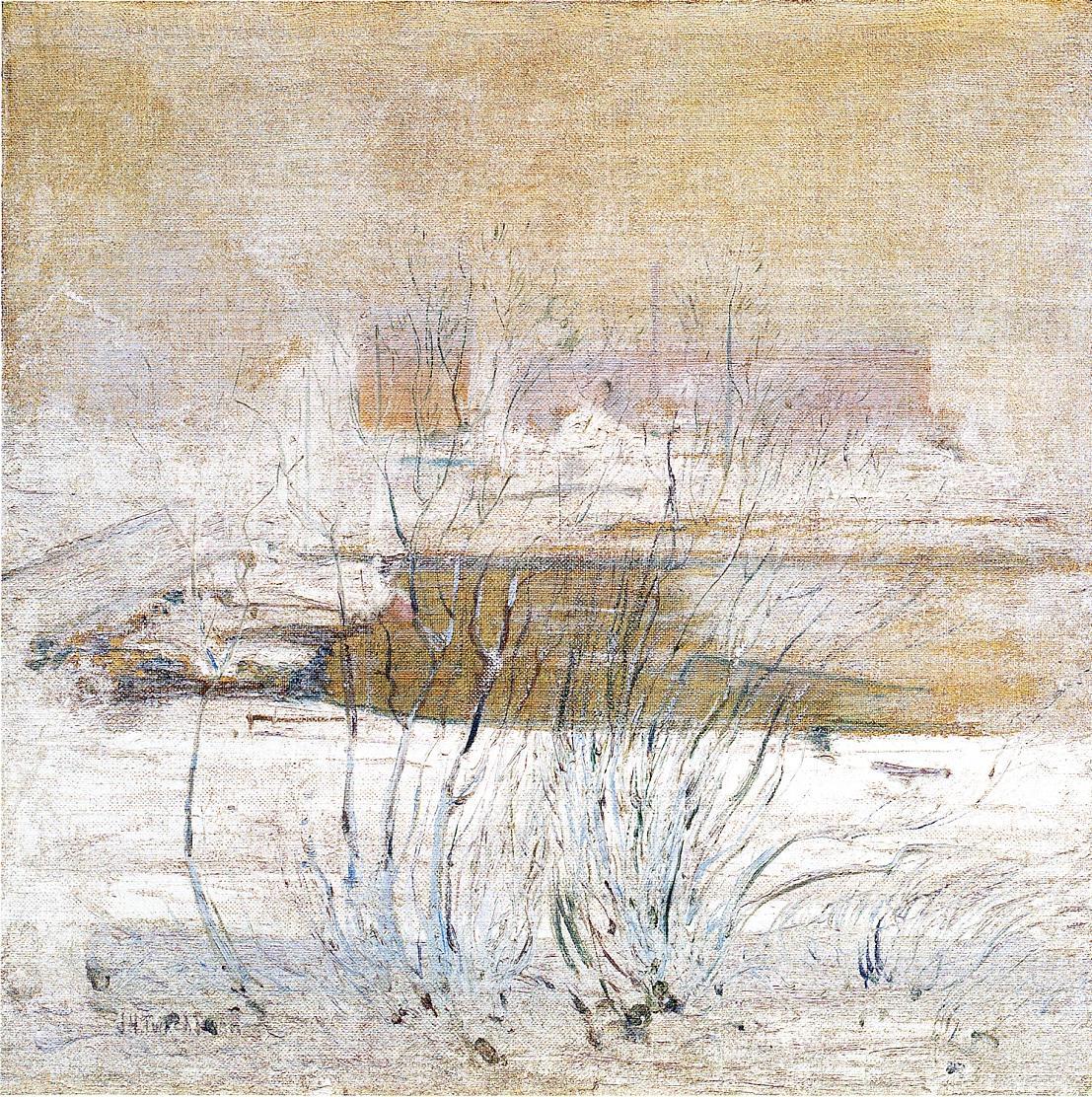 Bridge in Winter, vintage artwork by John Twachtman, 12x8" (A4) Poster