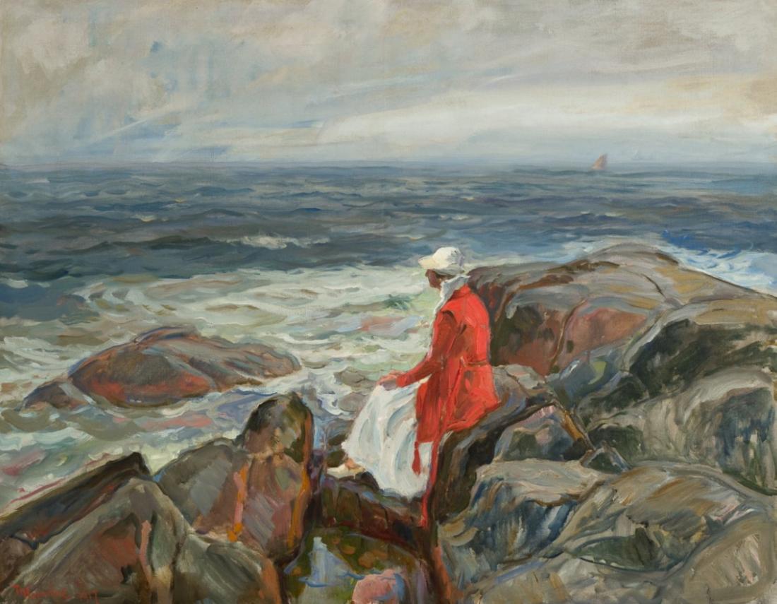 Woman Looking over the Ocean by Thorolf Holmboe,A3(16x12")Poster