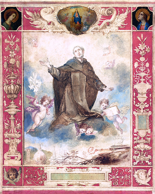 Saint Philip Benizi in Glory above the City of  Florence, vintage artwork by Carlo Dolci, 12x8" (A4) Poster