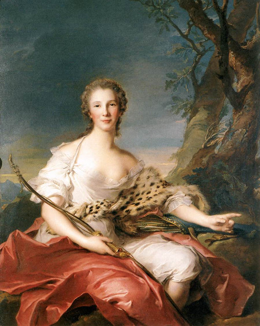 Madame Bouret as Diana, vintage artwork by Jean-Marc Nattier, 12x8" (A4) Poster