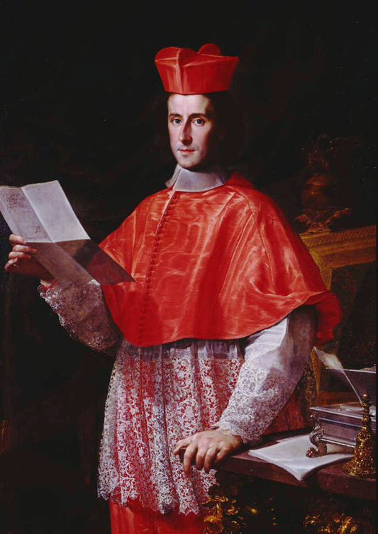 Portrait of Cardinal Pietro Ottoboni, vintage artwork by Francesco Trevisani, 12x8" (A4) Poster