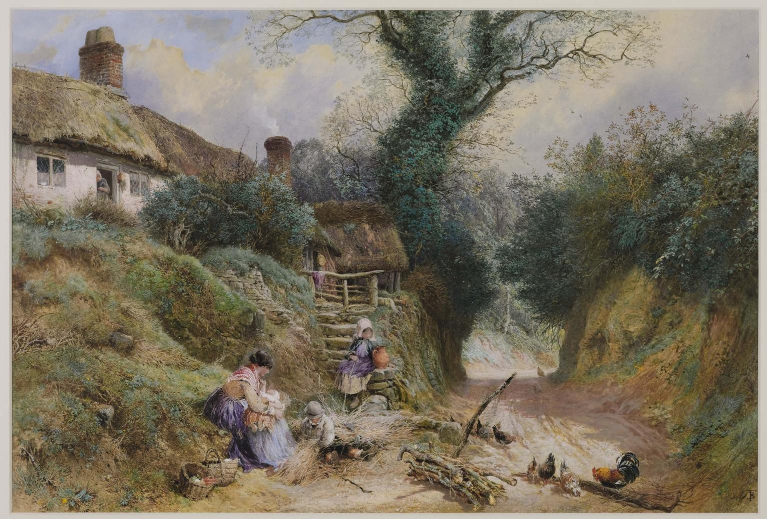 Lane Scene at Hambledon, vintage artwork by Myles Birket Foster, 12x8" (A4) Poster