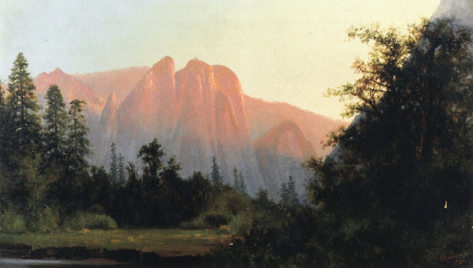 Three Sisters, Yosemite Valley, vintage artwork by Charles Dorman Robinson, 12x8" (A4) Poster