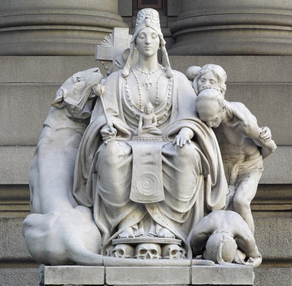 Four Continents:  Asia, vintage artwork by Daniel Chester French, 12x8" (A4) Poster