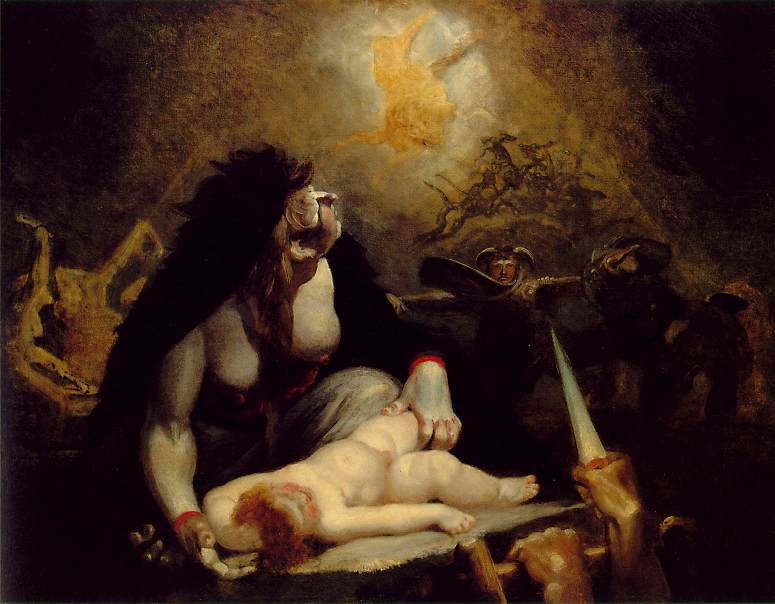 The Night-Hag visiting the Lapland Witches, vintage artwork by Johann Heinrich Füseli, 12x8" (A4) Poster