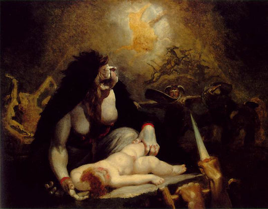 The Night-Hag visiting the Lapland Witches, vintage artwork by Johann Heinrich Füseli, 12x8" (A4) Poster