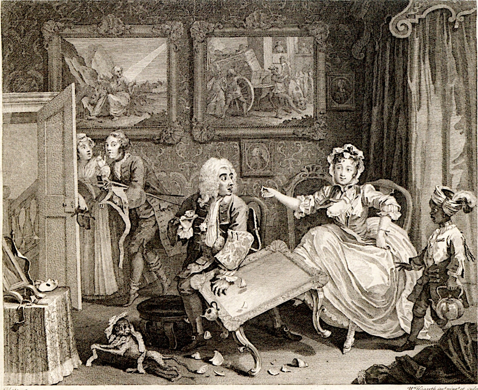 A Harlot's Progress: 2. Her Quarrel with Her Protector, vintage artwork by William Hogarth, 12x8" (A4) Poster
