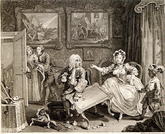 A Harlot's Progress: 2. Her Quarrel with Her Protector, vintage artwork by William Hogarth, 12x8" (A4) Poster