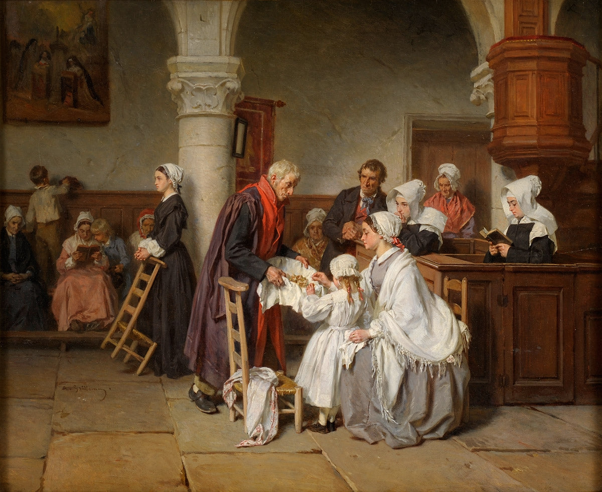 In the Church of Fontainebleau, vintage artwork by Alexandre Marie Guillemin, A3 (16x12") Poster Print