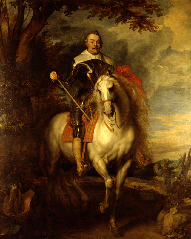 Equestrian Portrait of Don Francisco de Moncada (1586 - 1635), vintage artwork by Anthony van Dyck, 12x8" (A4) Poster