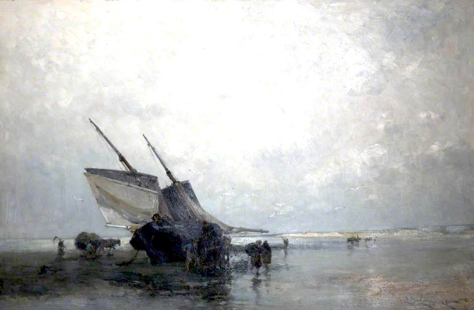 Silver Sky and Shining Sands, vintage artwork by Edmund Aubrey Hunt, 12x8" (A4) Poster