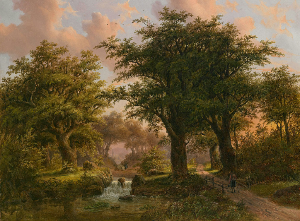 Romantic Woodland Landscape, vintage artwork by Anthony Biester, 12x8" (A4) Poster