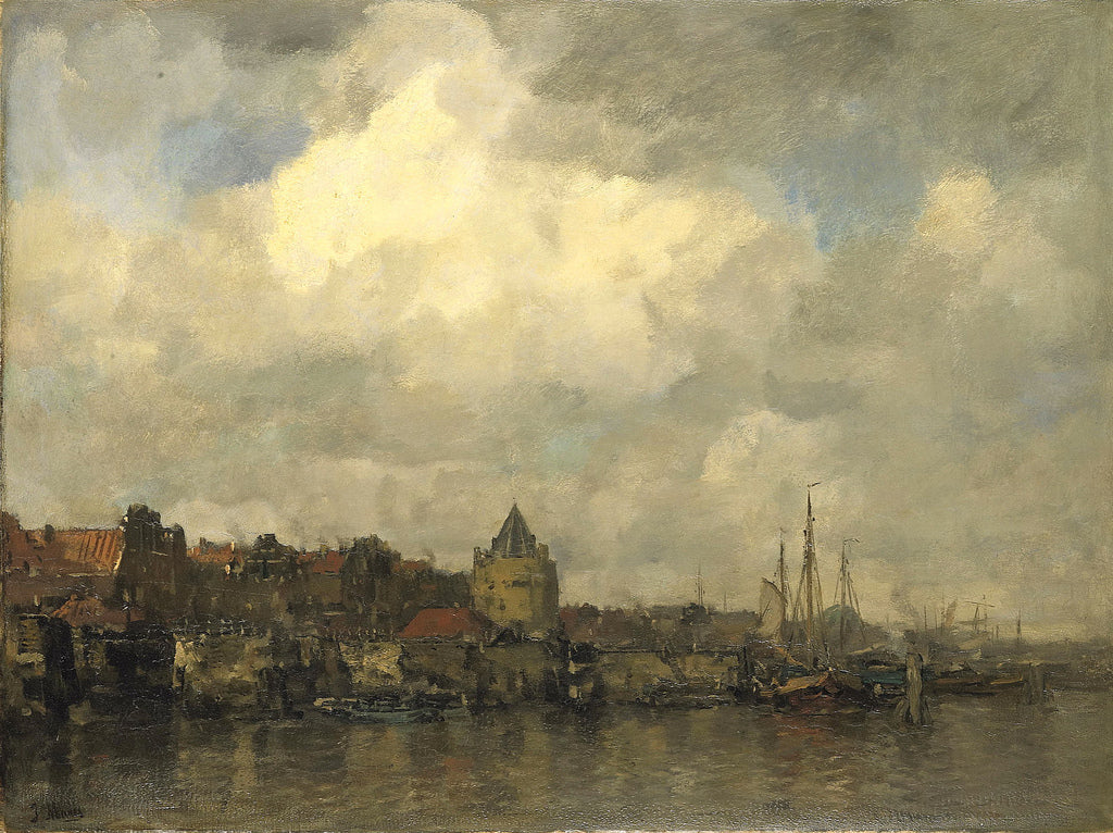 The Schreierstoren at the Buitenkant in Amsterdam, vintage artwork by Jacob Maris, 12x8" (A4) Poster
