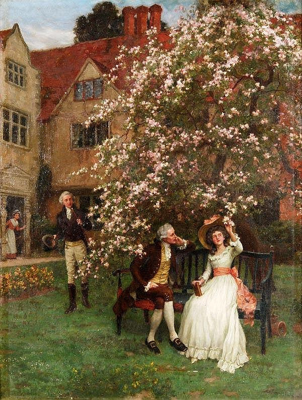 Under The Apple Blossom, vintage artwork by Charles Haigh Wood, 12x8" (A4) Poster