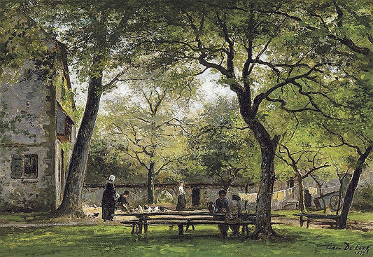 Painters having lunch at a farm, Saint Simeon, Honfleur, vintage artwork by Cesar de Cock, A3 (16x12") Poster Print