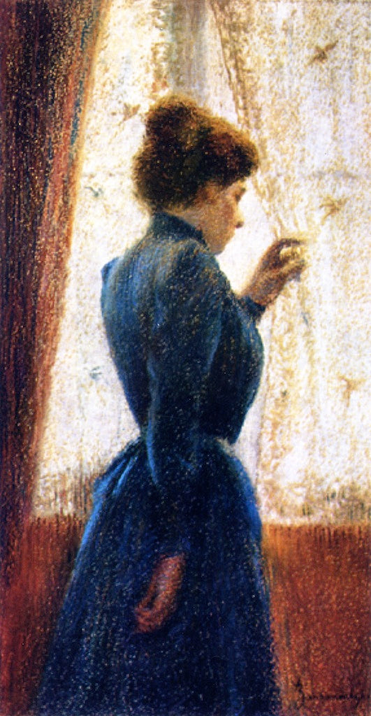Behind the Curtains, vintage artwork by Federico Zandomeneghi, 12x8" (A4) Poster