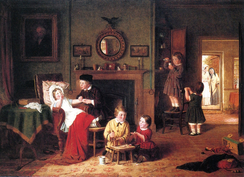Playing at Doctors, vintage artwork by Frederick Daniel Hardy, 12x8" (A4) Poster