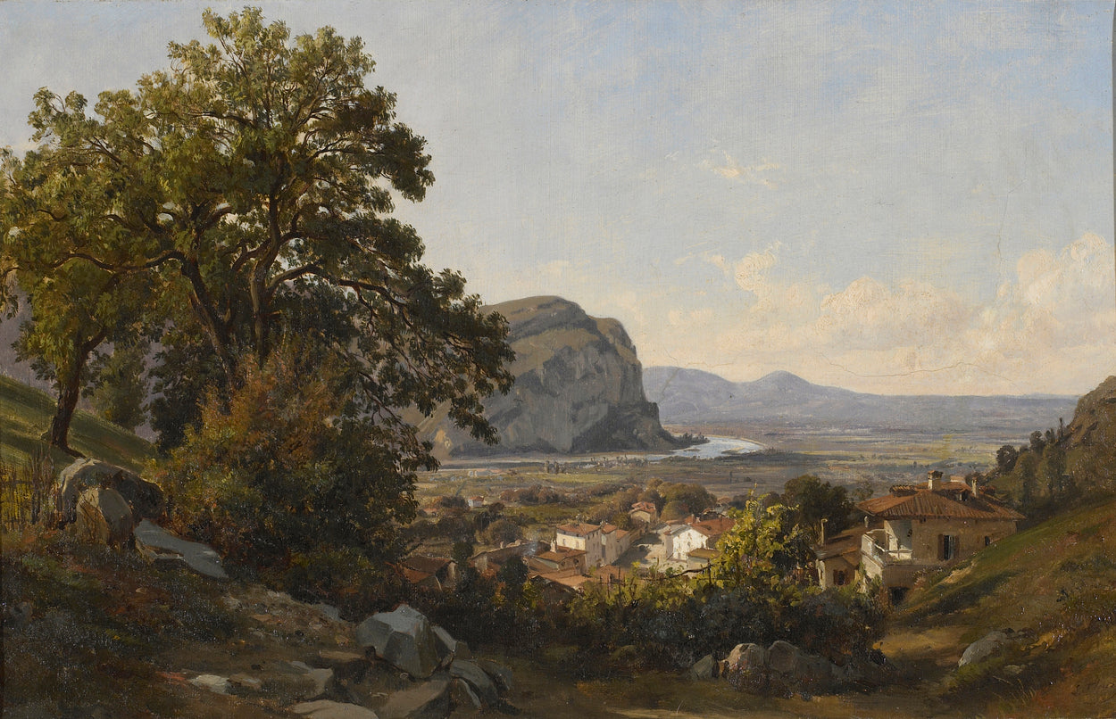 Village in the Auvergne, France, vintage artwork by Francois-Antoine-Leon Fleury, A3 (16x12") Poster Print