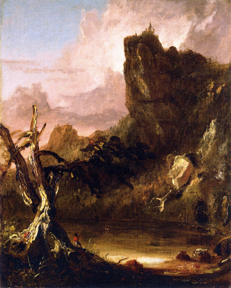 Imaginary Landscape with Towering Outcrop, vintage artwork by Thomas Cole, A3 (16x12") Poster Print