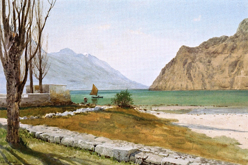 View of a Mountain Lake, vintage artwork by Albert Benois, 12x8" (A4) Poster
