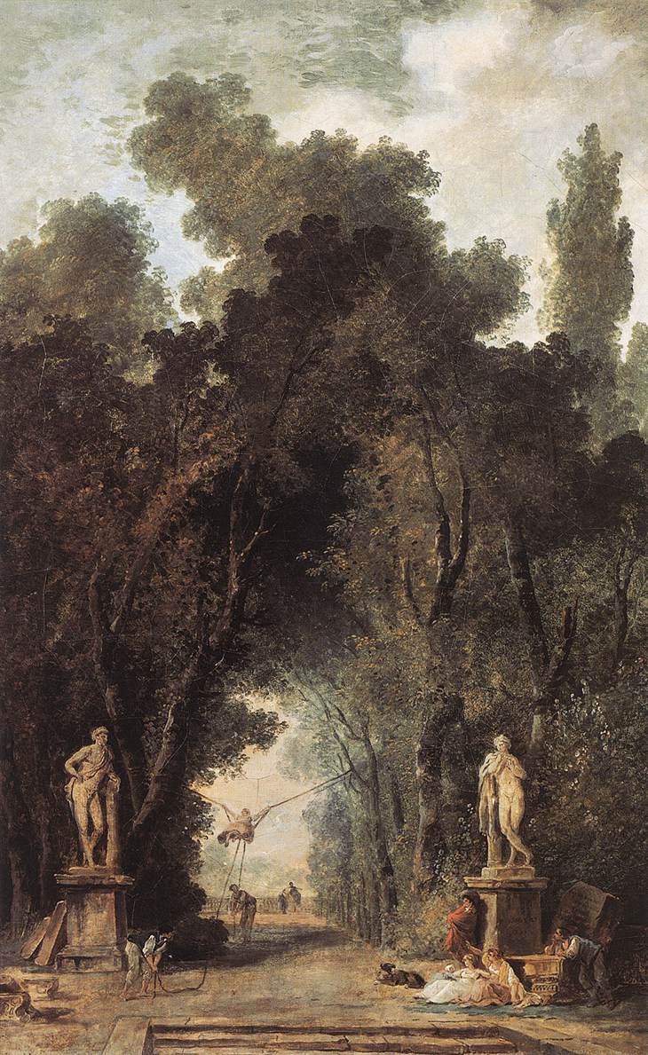 Avenue in a Park, vintage artwork by Hubert Robert, 12x8" (A4) Poster