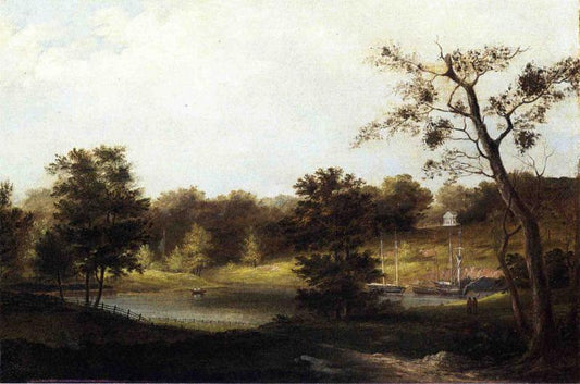 A Genteel Landscape, vintage artwork by Thomas Birch, 12x8" (A4) Poster