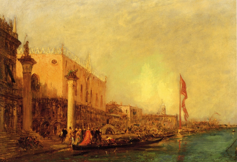 The Nobleman's Embarcation, vintage artwork by Felix-Francois-Georges-Philbert Ziem, 12x8" (A4) Poster