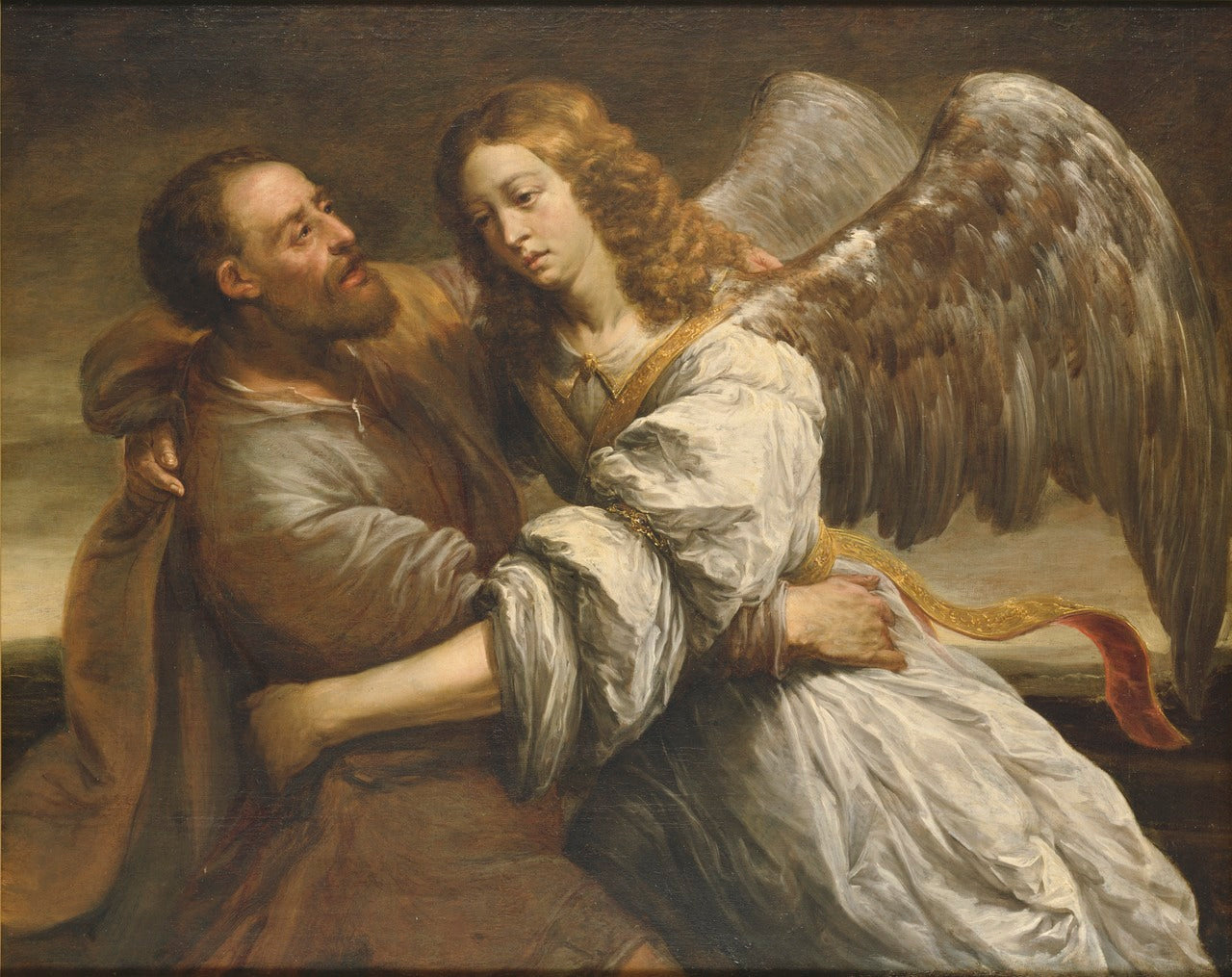 Jacob Fighting the Angel, vintage artwork by Jurgen Ovens, 12x8" (A4) Poster