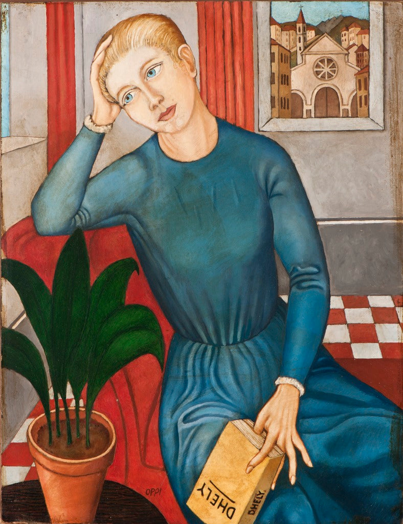 The sentimental girl, vintage artwork by Ubaldo Oppi, 12x8" (A4) Poster