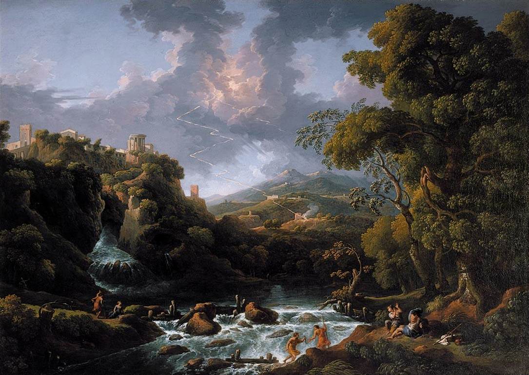 Scene in a Roman Campagna, vintage artwork by Jan Frans van Bloemen, 12x8" (A4) Poster