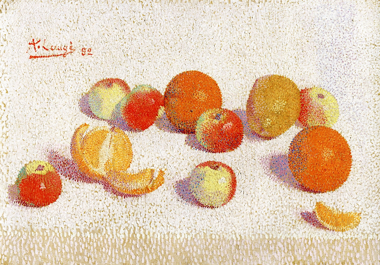 Still Life with Apples and Oranges by Achille Lauge,A3(16x12")Poster