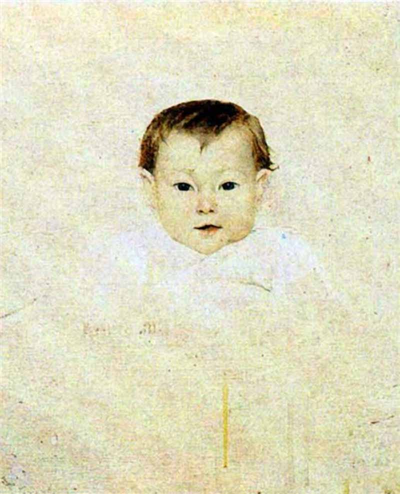 Three Smiles. Baby by Marie Bashkirtseff,A3(16x12")Poster