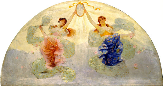 Two Muses, vintage artwork by George Randolph Barse, Jr., 12x8" (A4) Poster