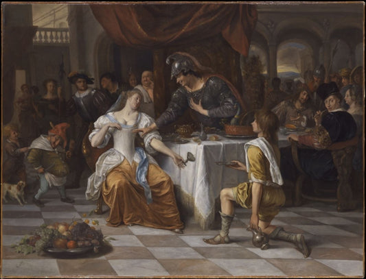 Banquet of Anthony and Cleopatra, vintage artwork by Jan Havicksz. Steen, 12x8" (A4) Poster