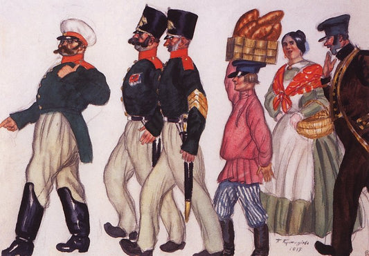 Costume Designs by Boris Mikhailovich Kustodiev,16x12(A3) Poster