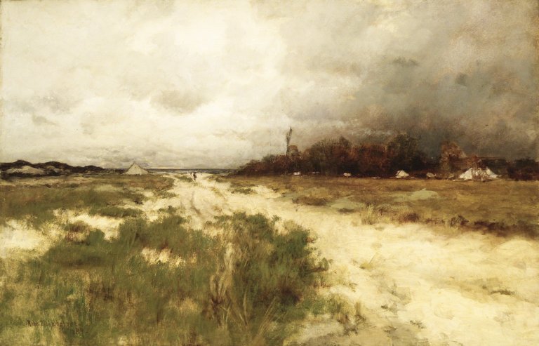Coast Landscape, Dunes and Windmill, vintage artwork by Robert Eichelberger, 12x8" (A4) Poster