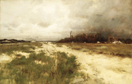 Coast Landscape, Dunes and Windmill, vintage artwork by Robert Eichelberger, 12x8" (A4) Poster