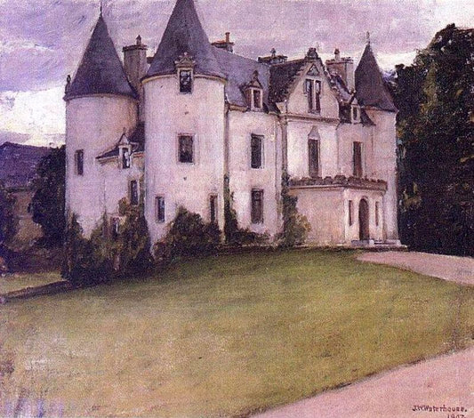 A Scottish Baronial House, vintage artwork by John William Waterhouse, 12x8" (A4) Poster
