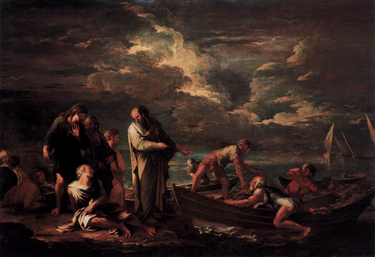 Pythagoras and the Fisherman, vintage artwork by Salvator Rosa, 12x8" (A4) Poster