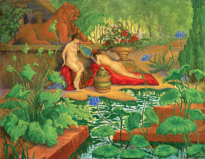 Two Female Nudes with Lions by Paul Ranson,A3(16x12