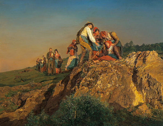 Interrupted pilgrimage, vintage artwork by Ferdinand Georg Waldmüller, A3 (16x12") Poster Print