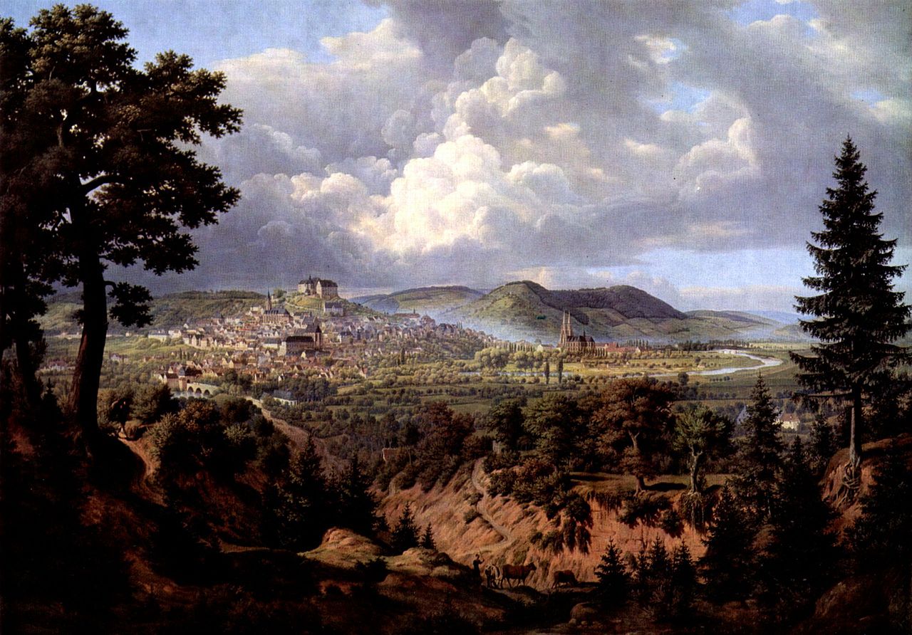 Marburg, view from the southeast, vintage artwork by Carl Hasenpflug, A3 (16x12") Poster Print