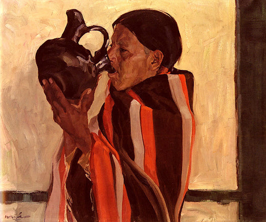 Taos Indian Drinking, vintage artwork by Walter Ufer, 12x8" (A4) Poster