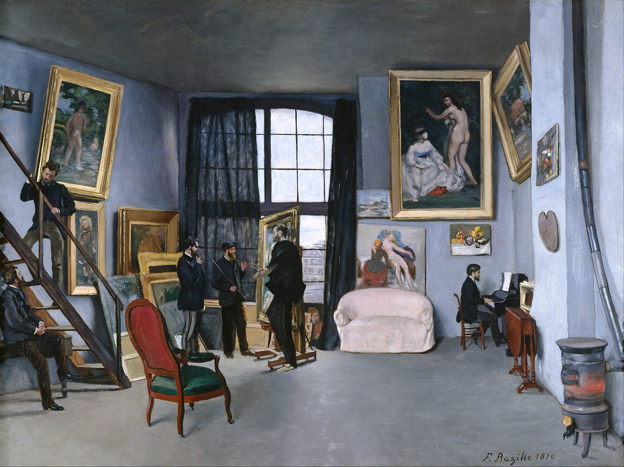 Bazille's Studio: 9 Rue de la Condamine, vintage artwork by Jean Frederic Bazille, 12x8" (A4) Poster