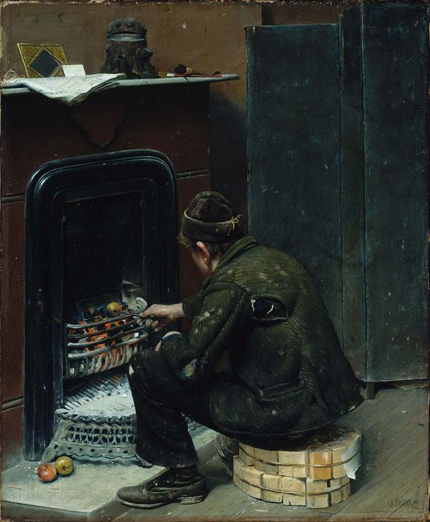 Roasting Apples, vintage artwork by Joseph Decker, 12x8" (A4) Poster