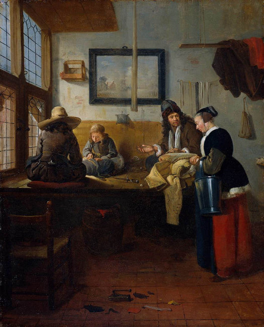 A Tailor's Workshop, vintage artwork by Quiringh van Brekelenkam, 12x8" (A4) Poster