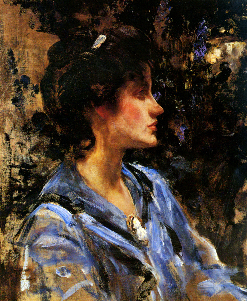 Young Woman In Blue, vintage artwork by Sir James Jebusa Shannon, 12x8" (A4) Poster