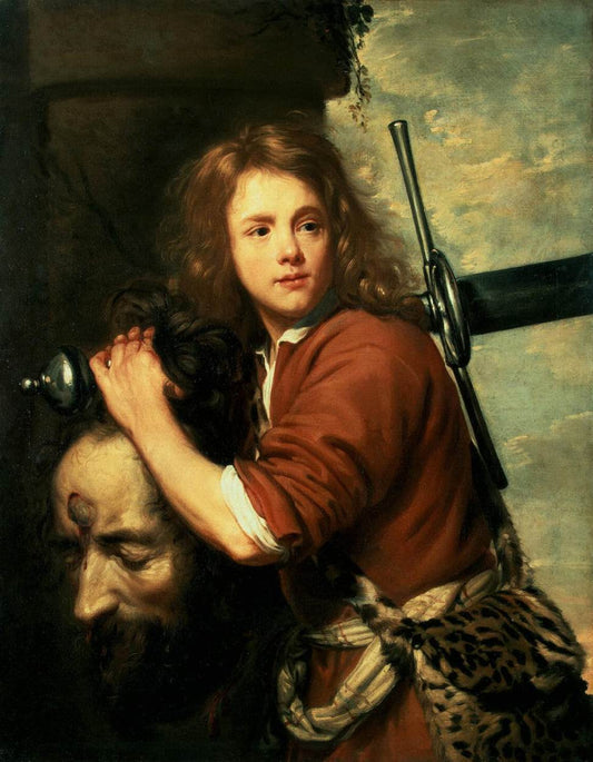 David Bearing the Head of Goliath, vintage artwork by Jacob van Oost the Elder, 12x8" (A4) Poster