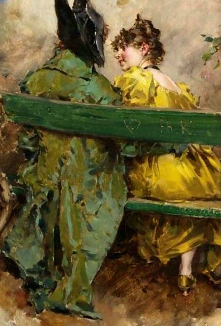 Flirtation, vintage artwork by Frederik Henrdik Kaemmerer, 12x8" (A4) Poster
