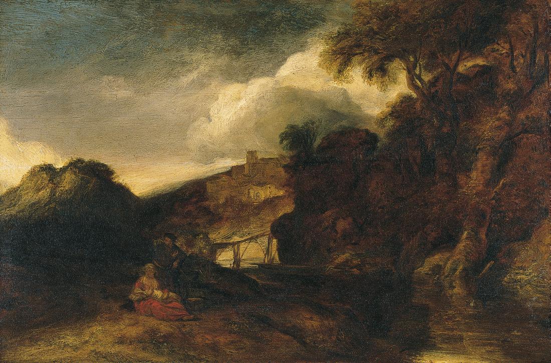 Landscape, with the Rest on the Flight to Egypt, vintage artwork by Jan Lievens, 12x8" (A4) Poster